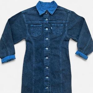 [Rare]1980s Denim Long Sleeve Button Down Dress by Levi’s